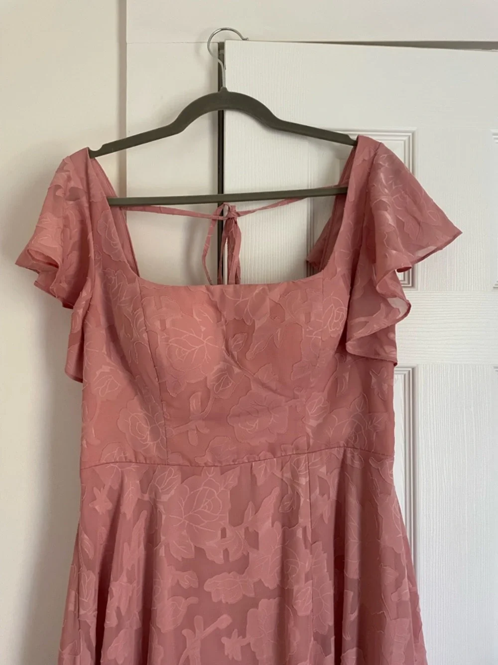 Azazie Bondi Rosette A-Line Side Slit Floral Burnout Dress - Size 12 - Picture 15 of 16